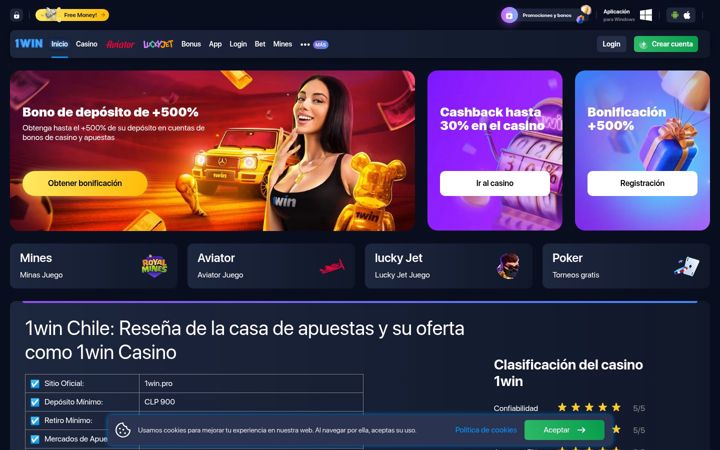 Screenshot of 1win-casino-cl.cl