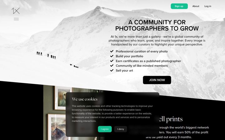 Screenshot of 1x.com