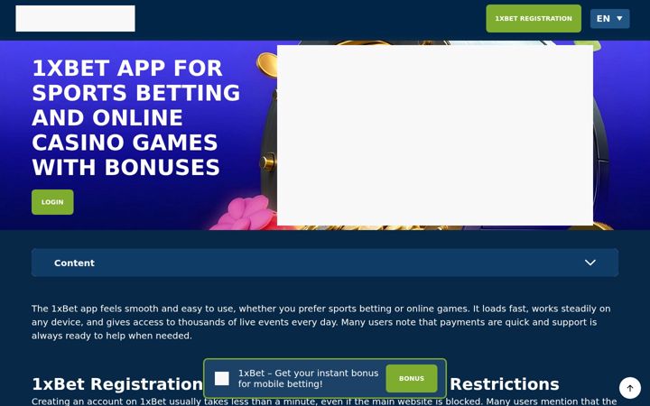 Screenshot of 1xbet-onlinebk.com