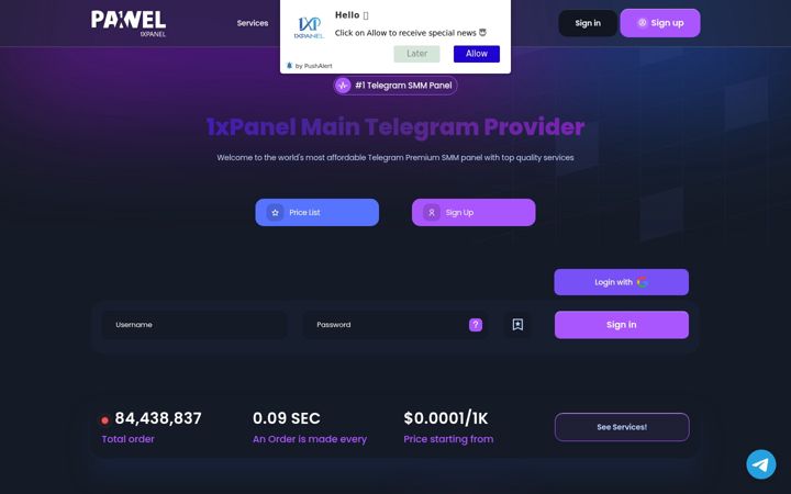 Екранна снимка на 1xpanel.com