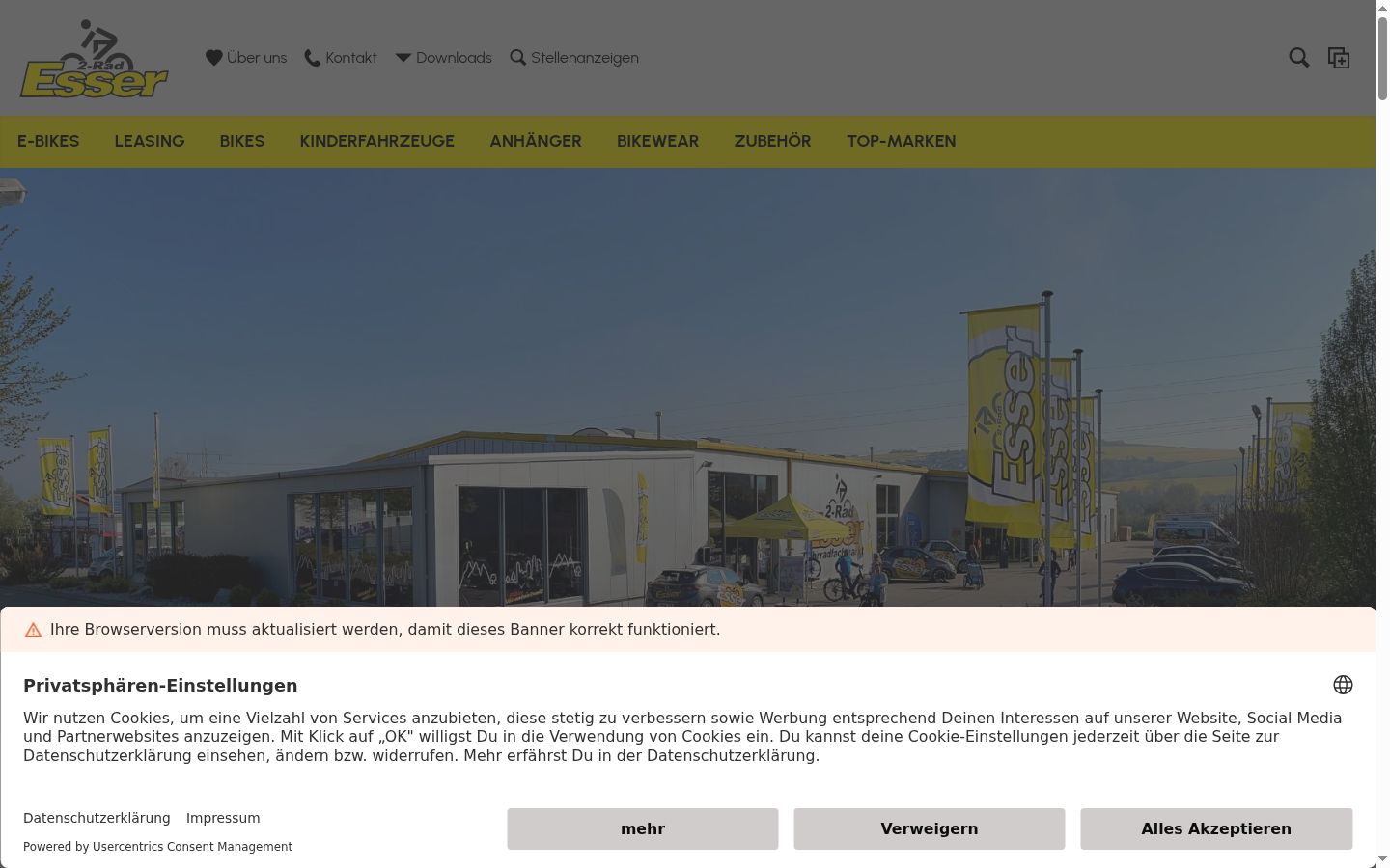 Screenshot del banner di consenso mostrato prima di qualsiasi interazione