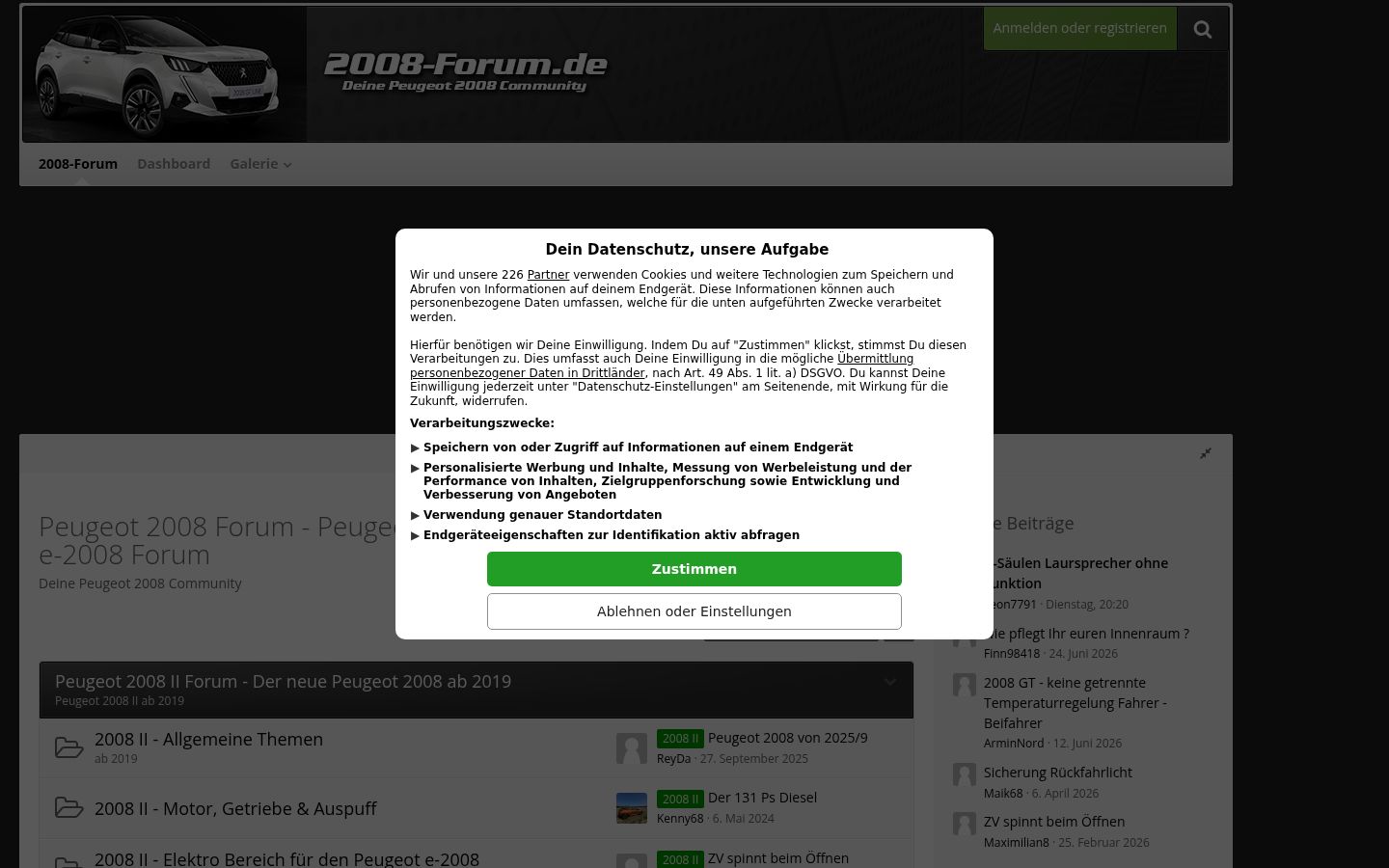 Screenshot del banner di consenso mostrato prima di qualsiasi interazione