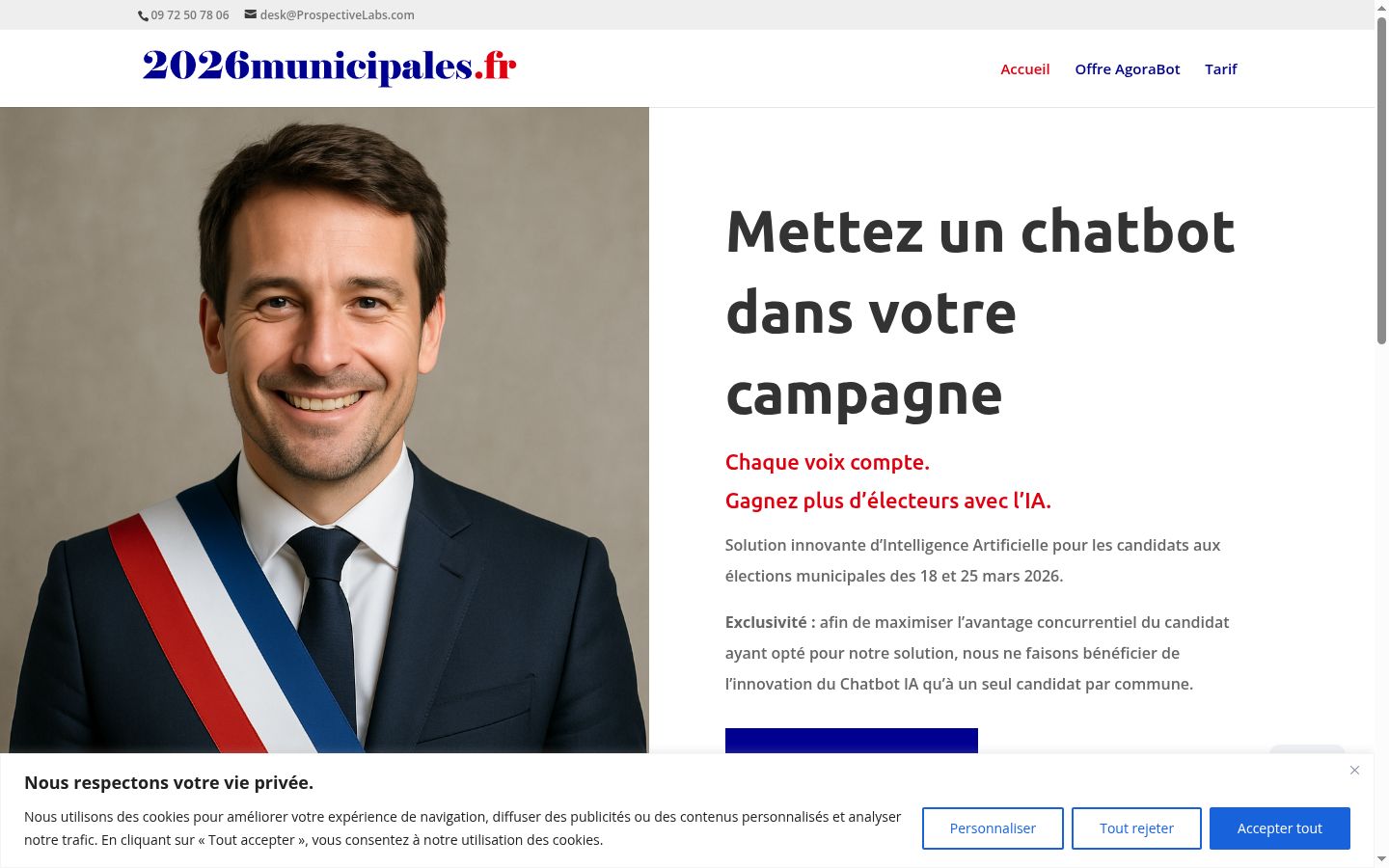 Screenshot del banner di consenso mostrato prima di qualsiasi interazione