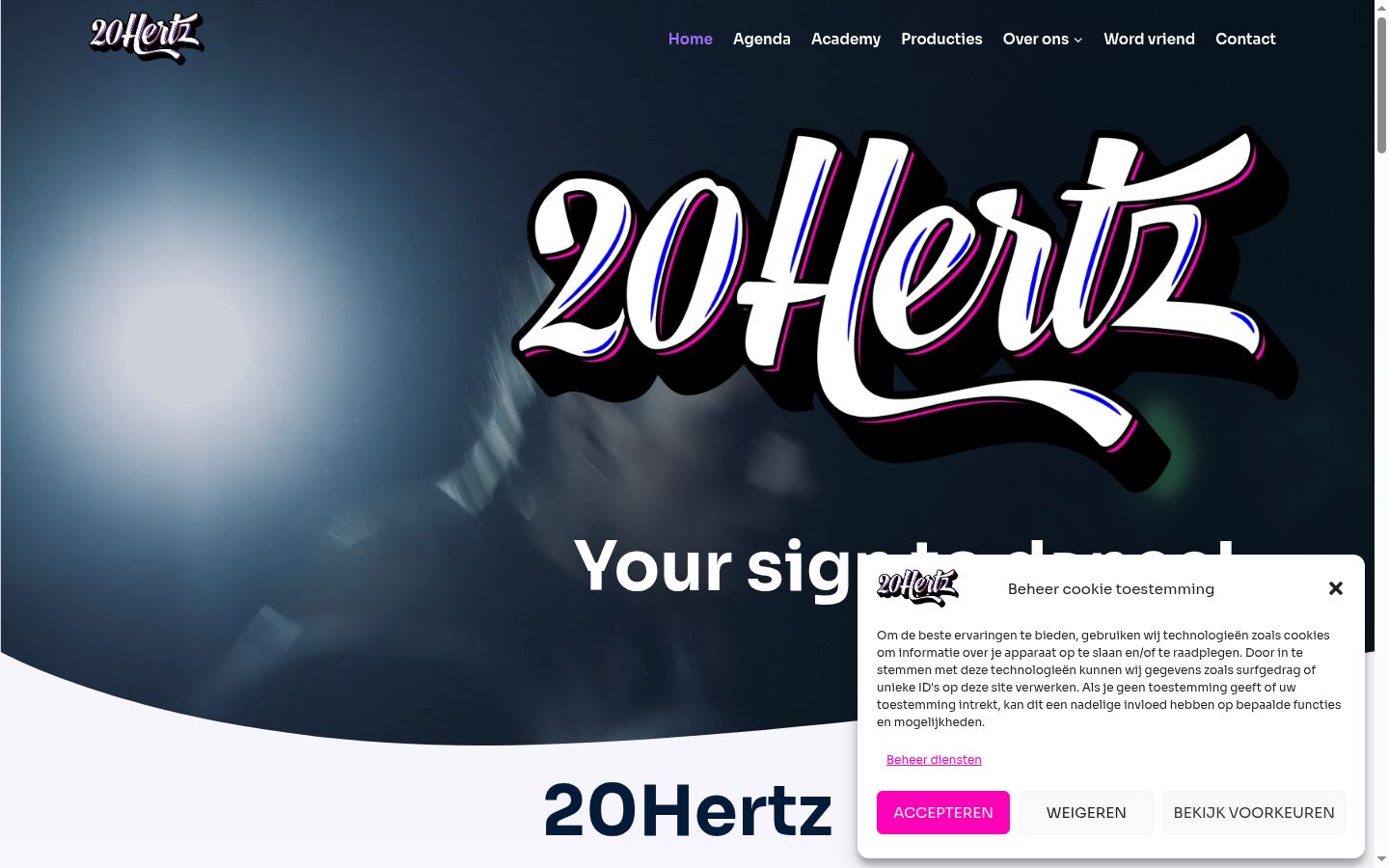 Screenshot del banner di consenso mostrato prima di qualsiasi interazione