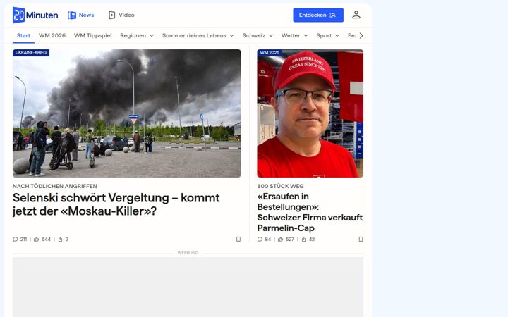 Képernyőkép: 20min.ch
