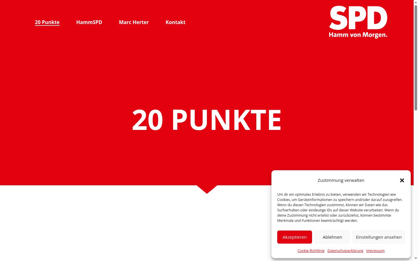 Screenshot del banner di consenso mostrato prima di qualsiasi interazione