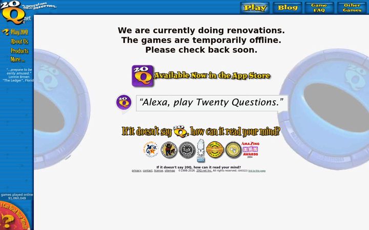 Screenshot of 20q.net