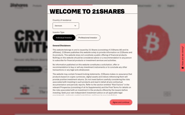 Screenshot of 21shares.com
