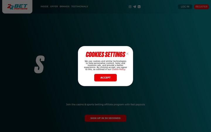 Screenshot of 22betpartners.com