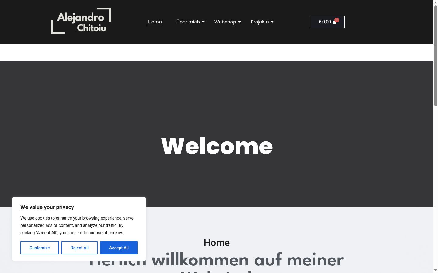 Screenshot des Einwilligungsbanners vor jeglicher Interaktion