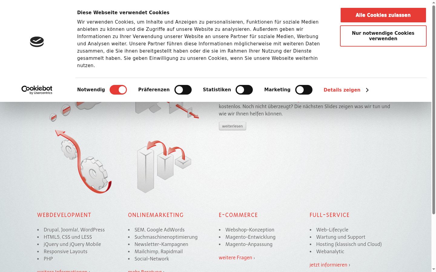 Screenshot des Einwilligungsbanners vor jeglicher Interaktion