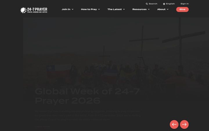 Screenshot of 24-7prayer.com