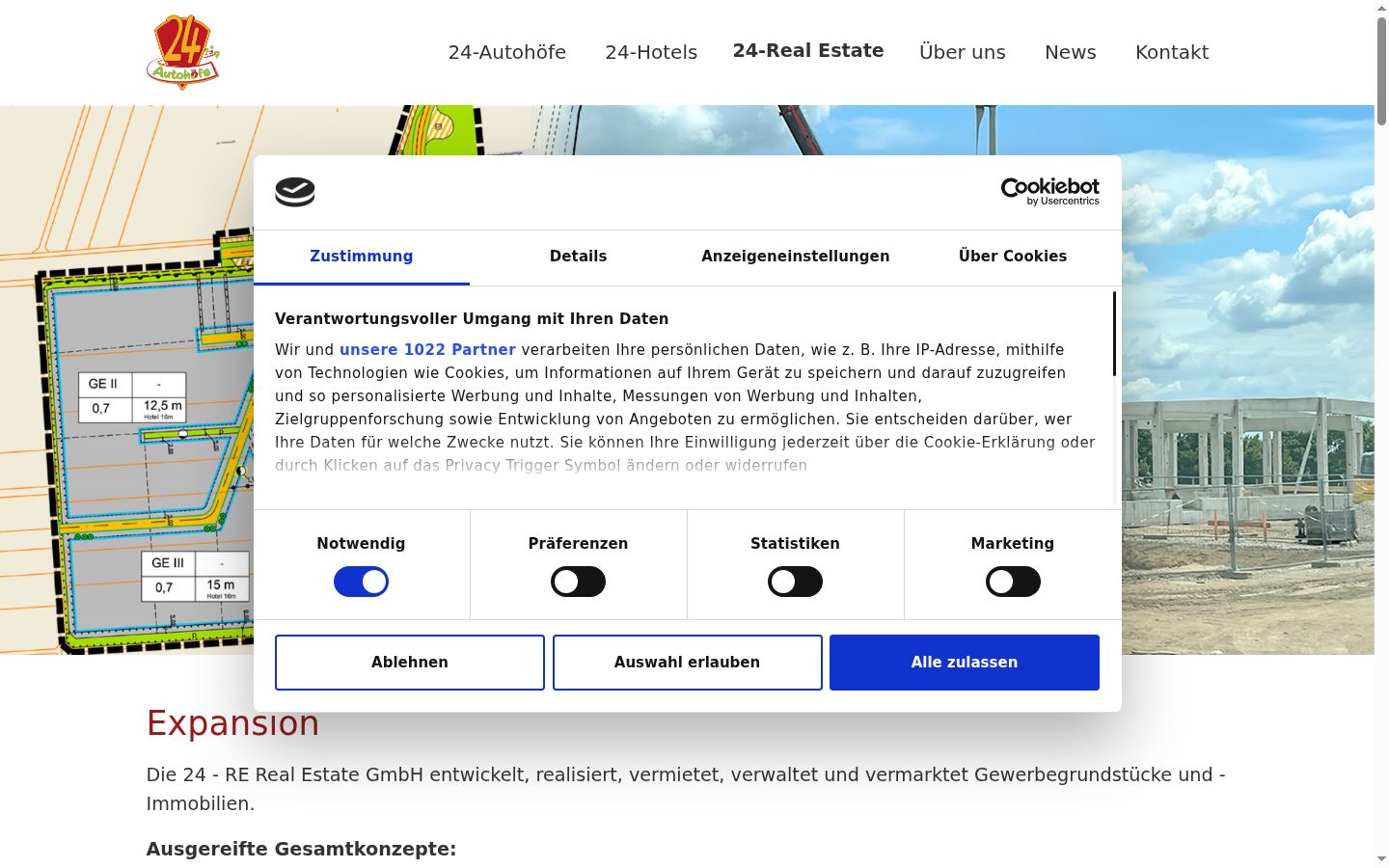 Screenshot del banner di consenso mostrato prima di qualsiasi interazione