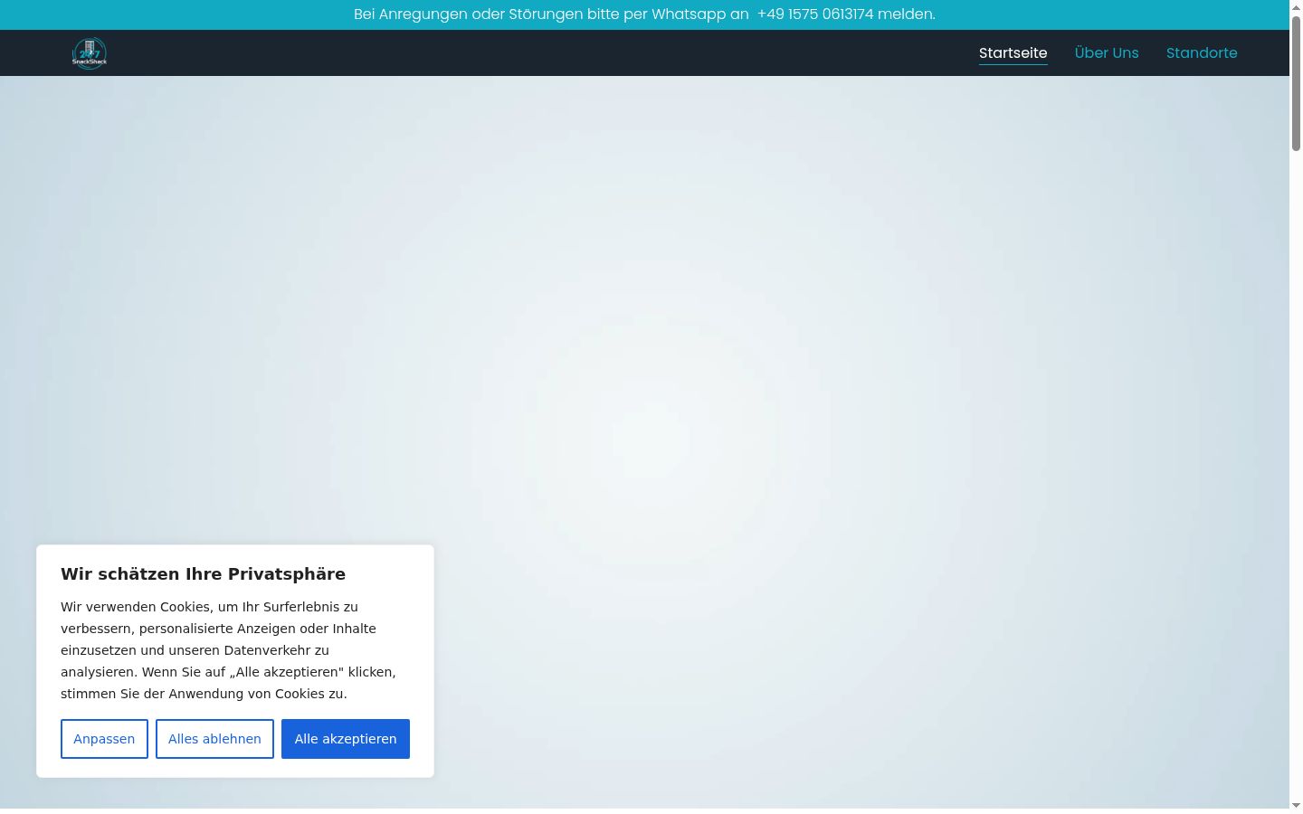 Screenshot del banner di consenso mostrato prima di qualsiasi interazione