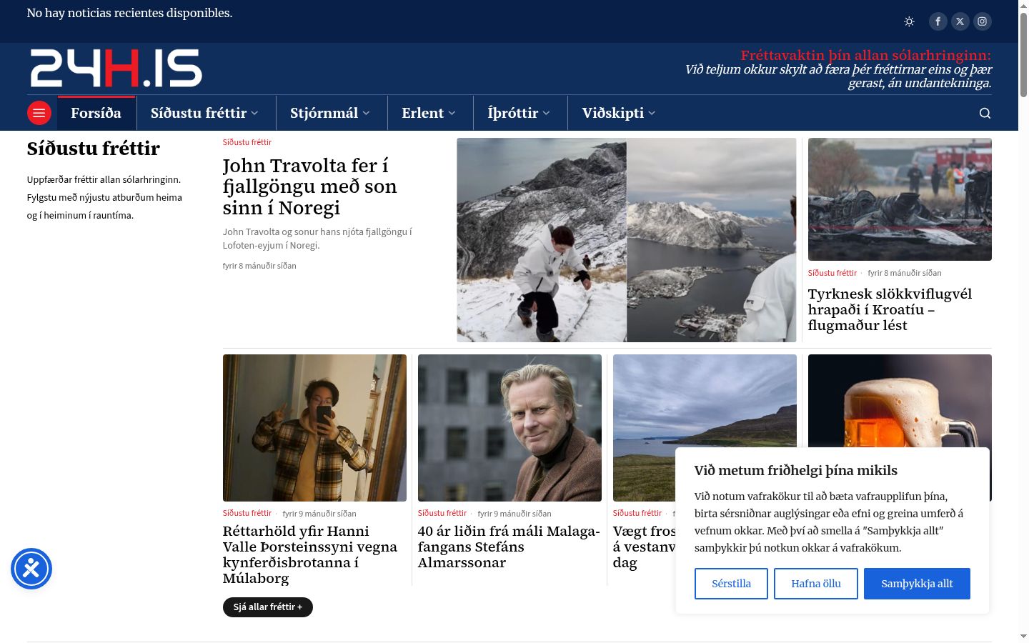 Screenshot van de toestemmingsbanner zoals getoond vóór enige interactie