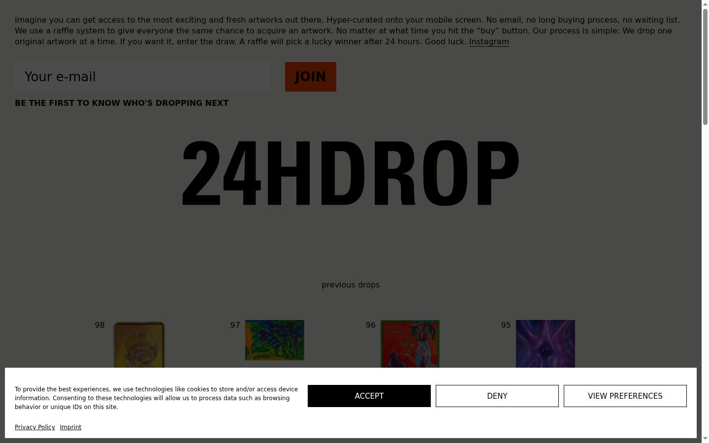 Screenshot of the consent banner shown before any interaction