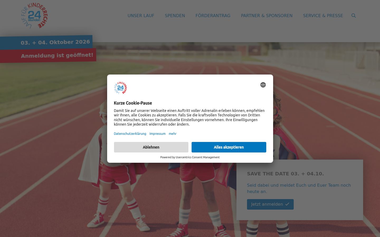 Screenshot of the consent banner shown before any interaction