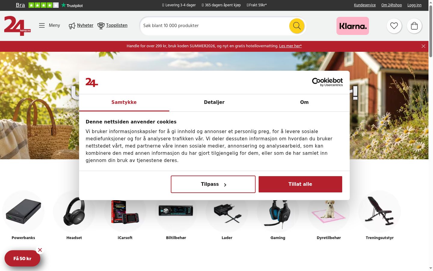 Screenshot del banner di consenso mostrato prima di qualsiasi interazione