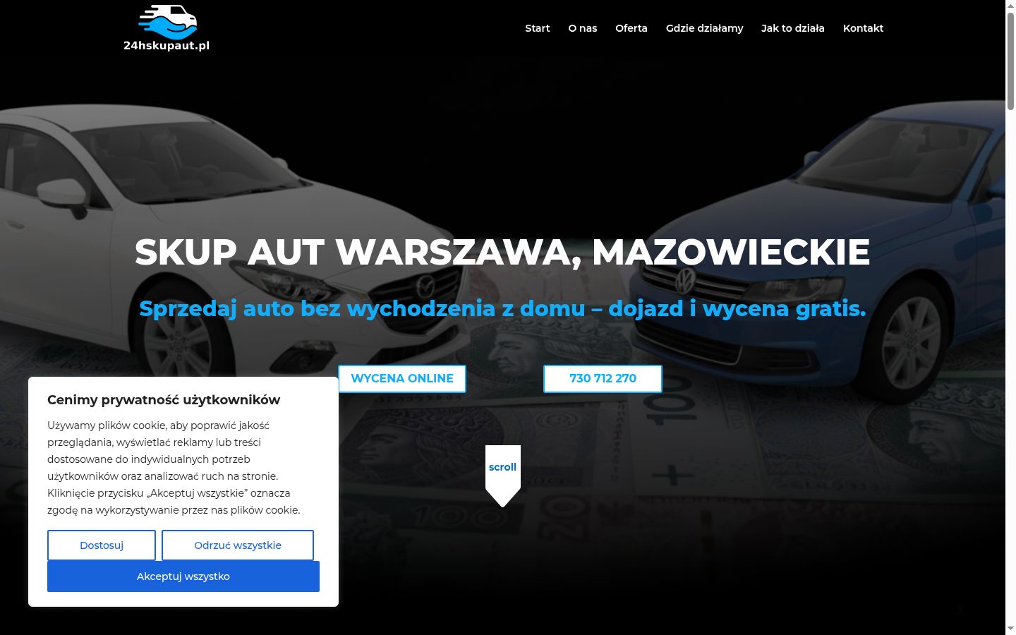 Ekrānuzņēmums ar piekrišanas baneri, kas tika rādīts pirms jebkādas mijiedarbības