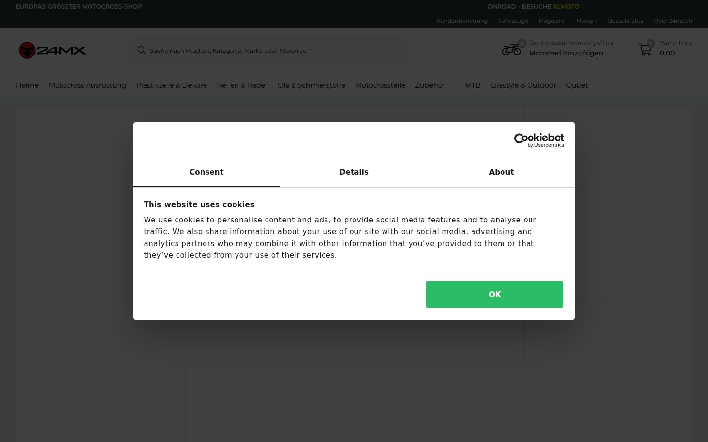 Capture d'écran de la bannière de consentement affichée avant toute interaction