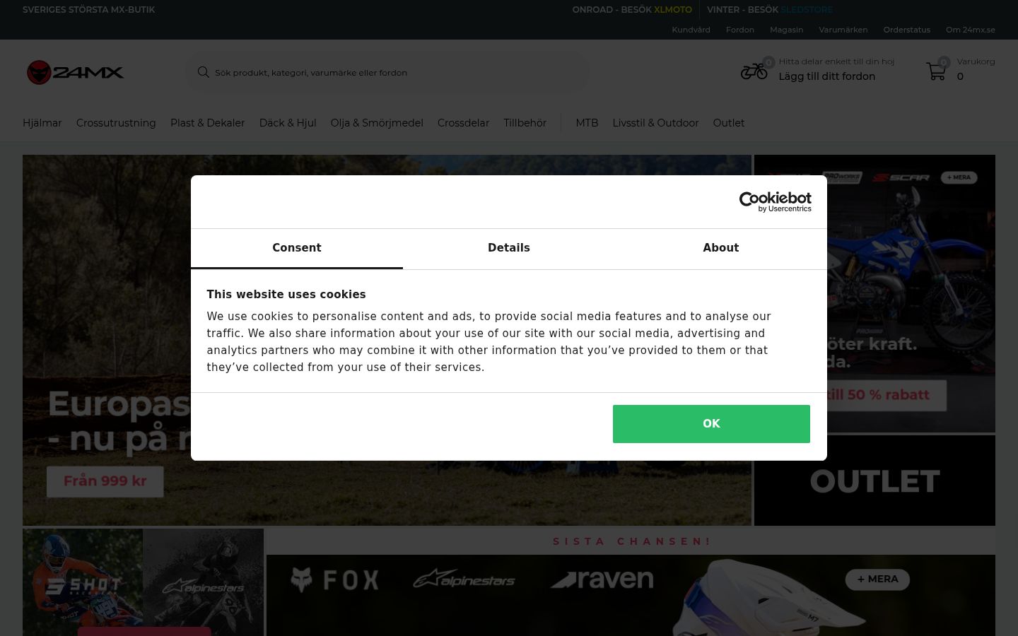 Screenshot of the consent banner shown before any interaction