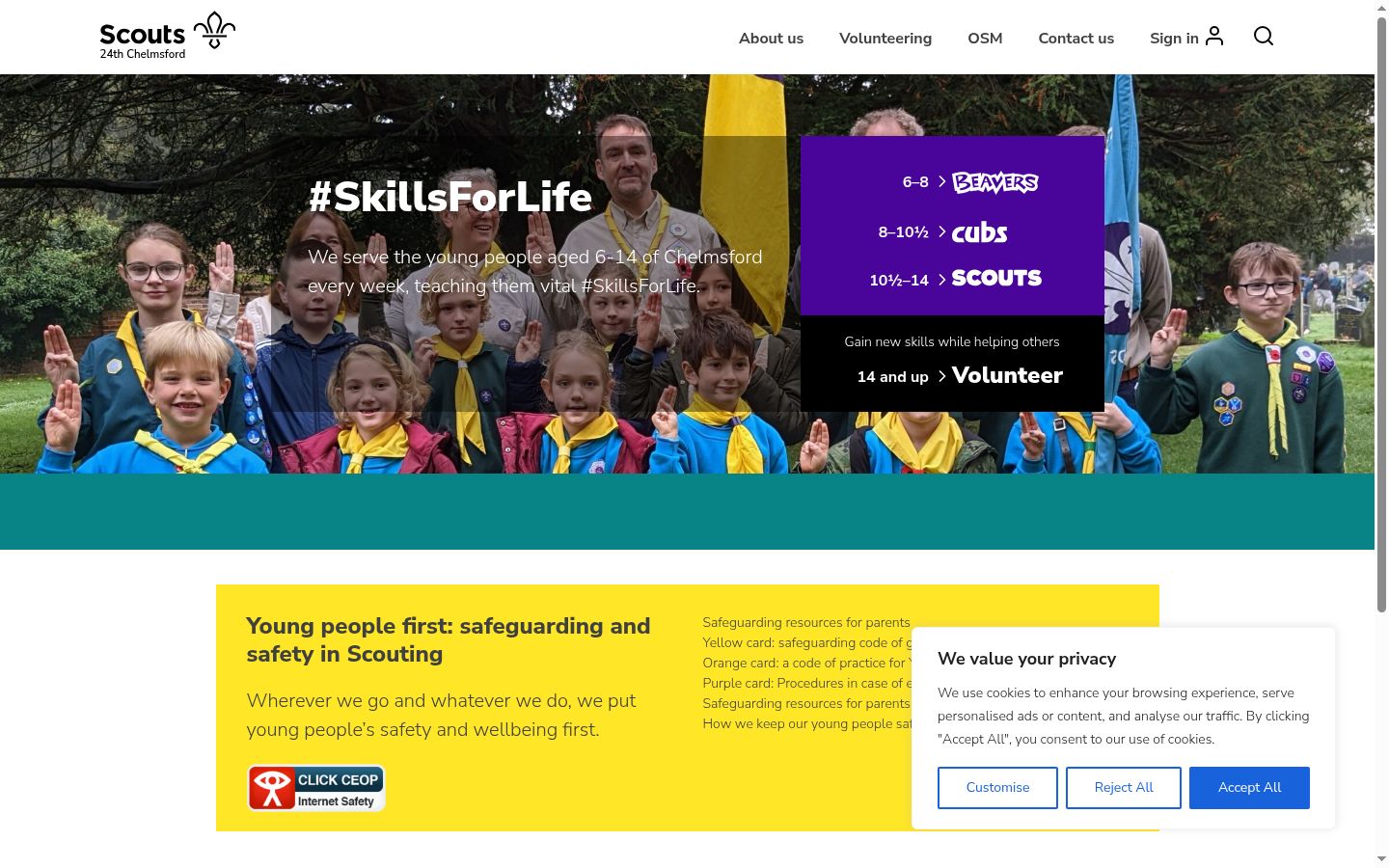 Screenshot of the consent banner shown before any interaction