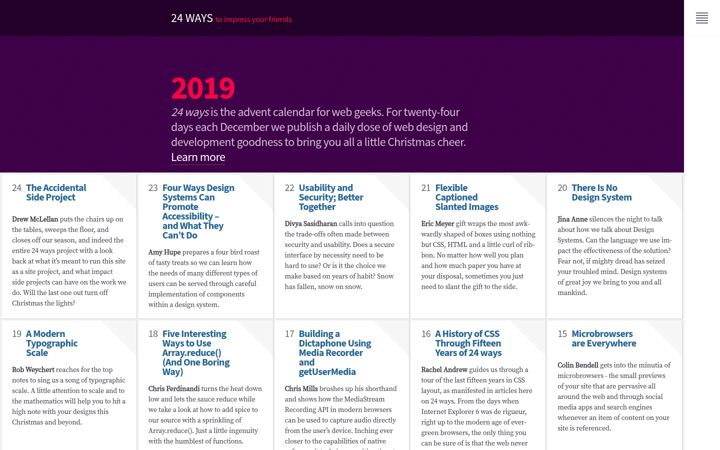 Screenshot of 24ways.org