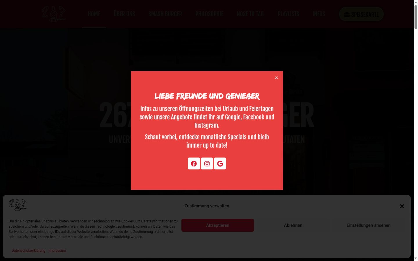 Screenshot des Einwilligungsbanners vor jeglicher Interaktion