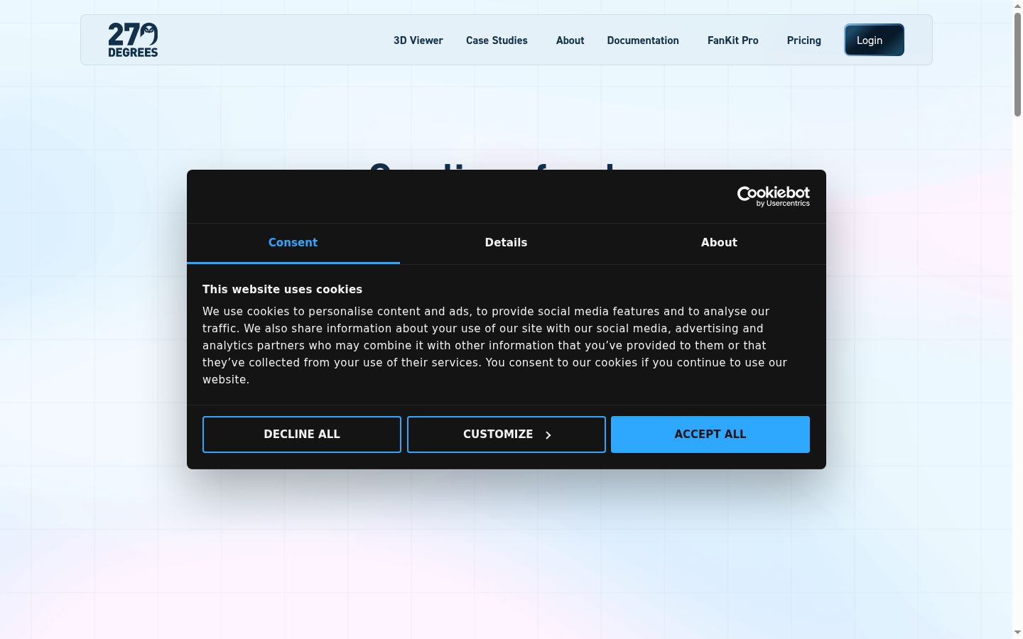 Capture d'écran de la bannière de consentement affichée avant toute interaction