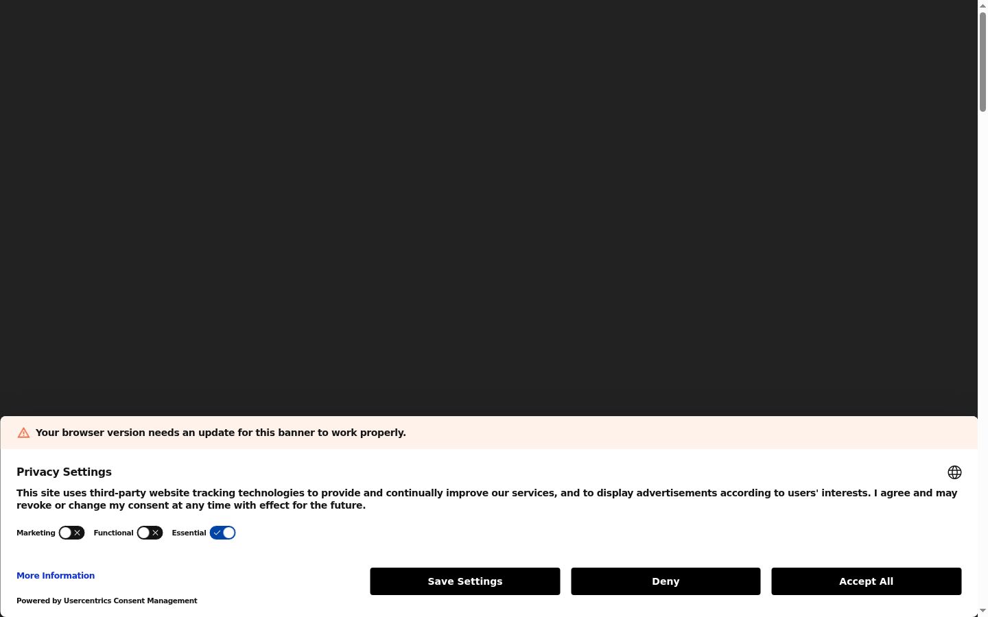 Screenshot of the consent banner shown before any interaction