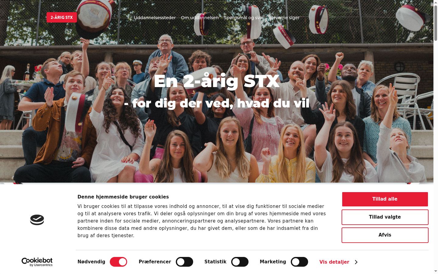 Skærmbillede af samtykkebanneret, som det blev vist før nogen interaktion