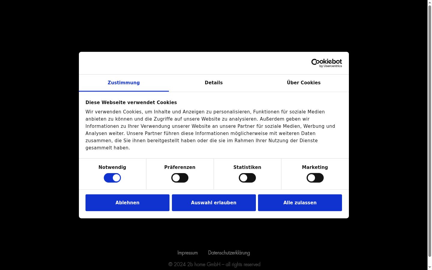 Capture d'écran de la bannière de consentement affichée avant toute interaction