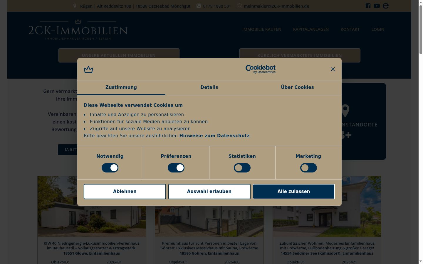Screenshot of the consent banner shown before any interaction
