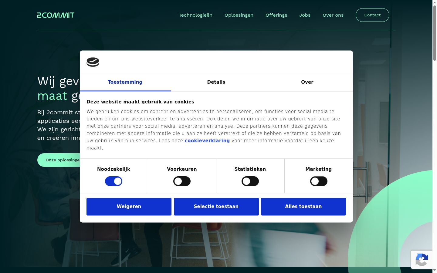 Screenshot of the consent banner shown before any interaction
