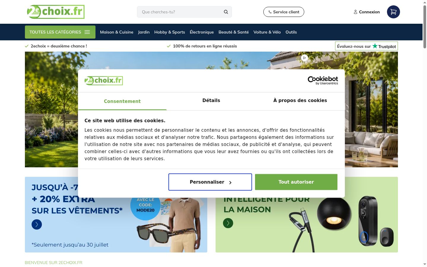 Screenshot del banner di consenso mostrato prima di qualsiasi interazione