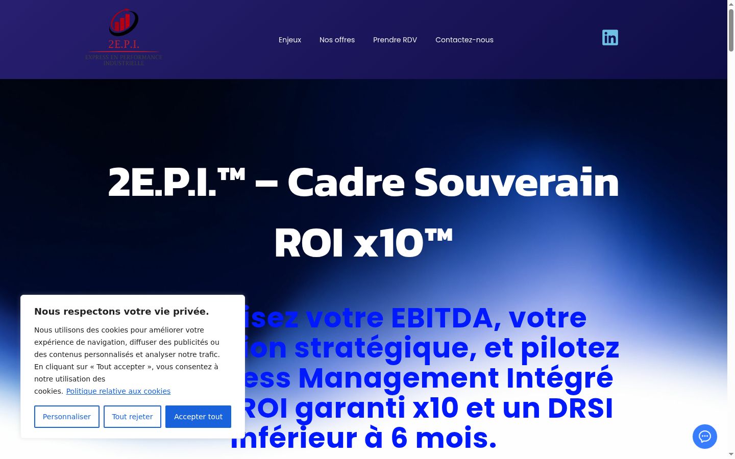 Capture d'écran de la bannière de consentement affichée avant toute interaction