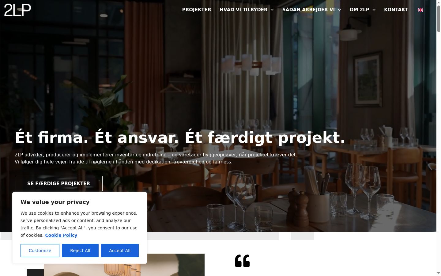 Skærmbillede af samtykkebanneret, som det blev vist før nogen interaktion