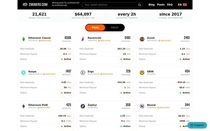 Skærmbillede af 2miners.com