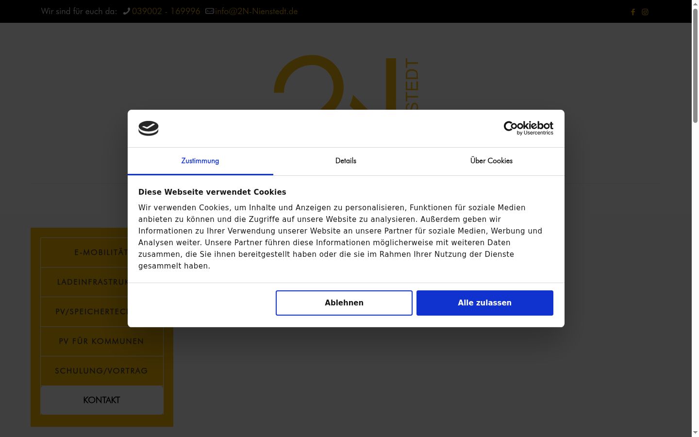 Screenshot del banner di consenso mostrato prima di qualsiasi interazione