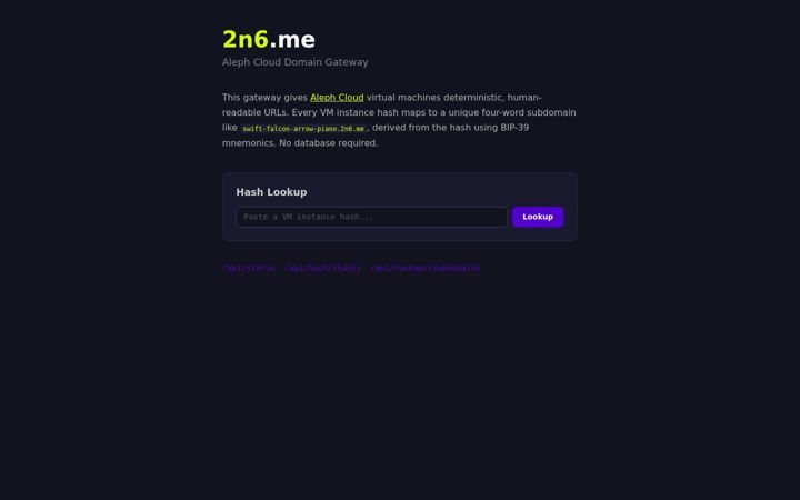 Screenshot of 2n6.me