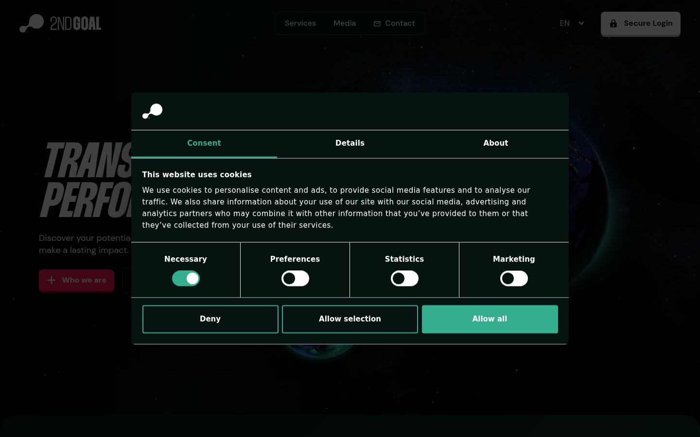Screenshot of the consent banner shown before any interaction