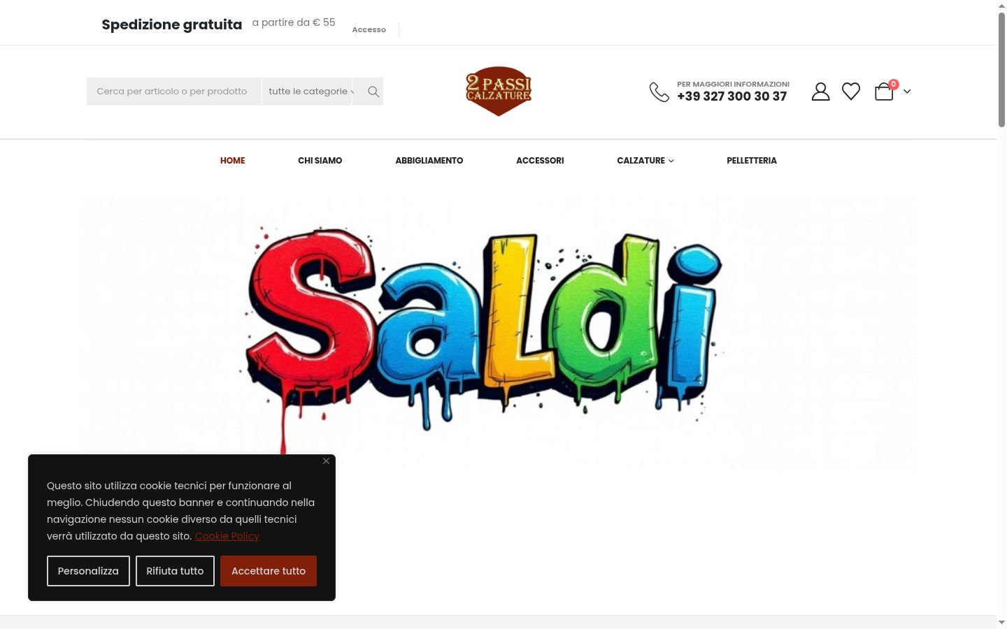 Screenshot del banner di consenso mostrato prima di qualsiasi interazione