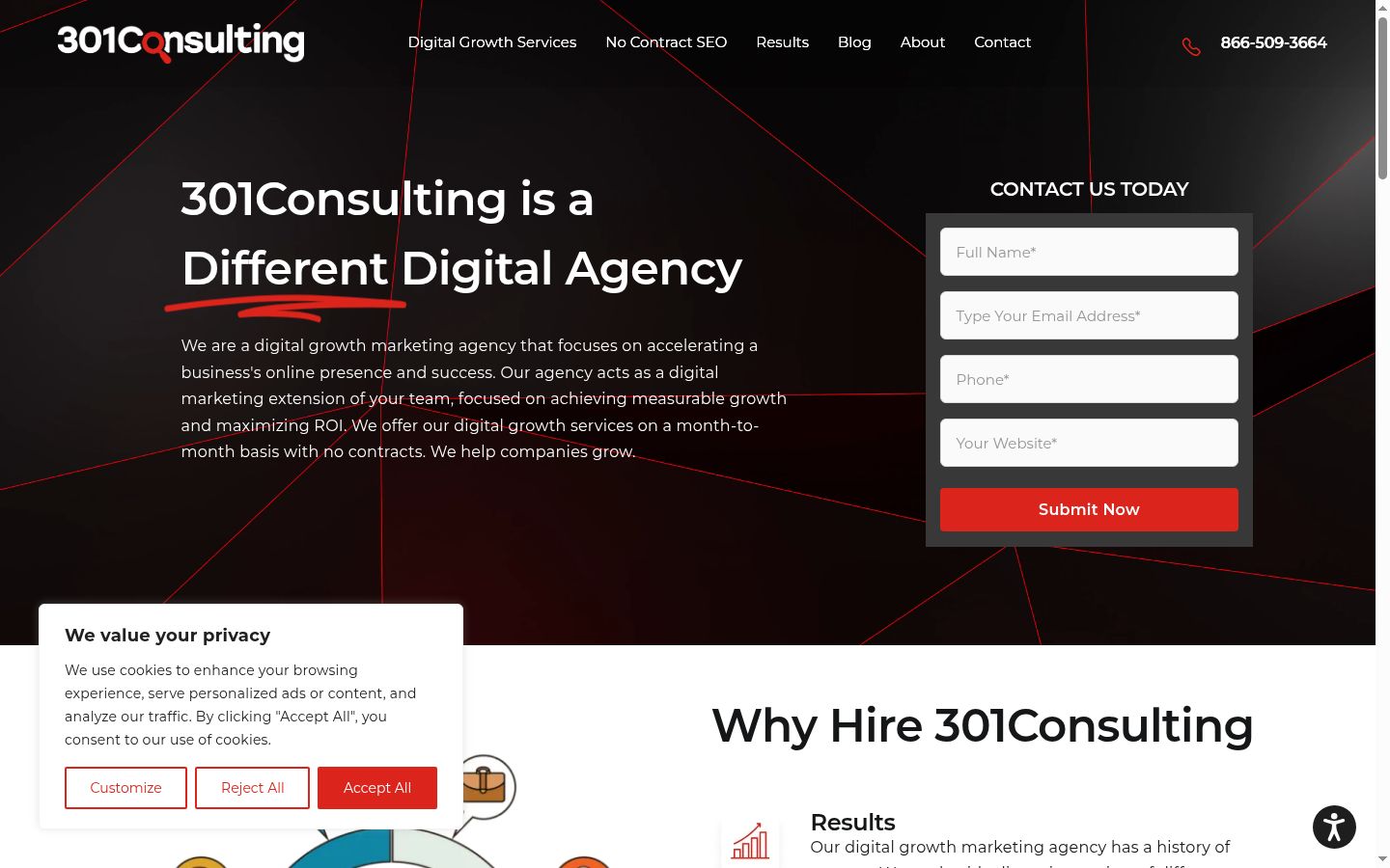 Screenshot of the consent banner shown before any interaction