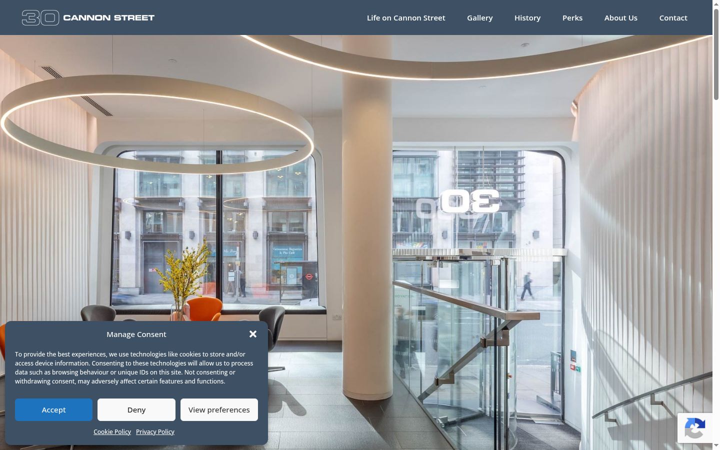 Screenshot of the consent banner shown before any interaction