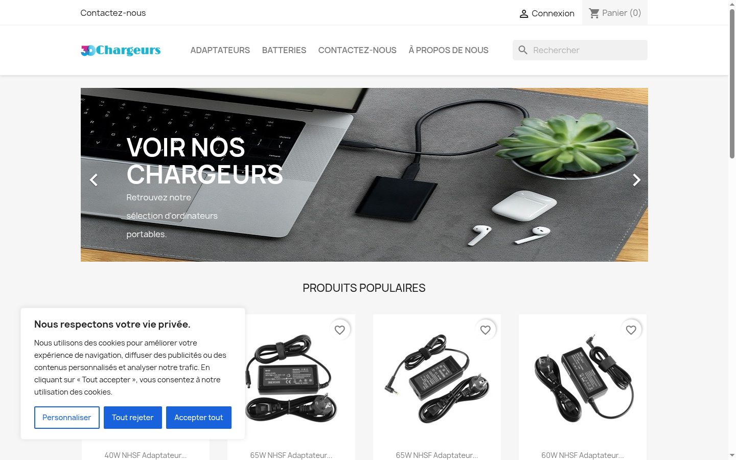 Captura de ecrã do banner de consentimento apresentado antes de qualquer interação