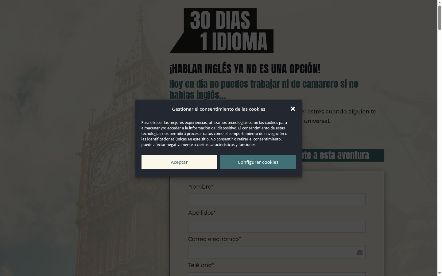 Screenshot of the consent banner shown before any interaction