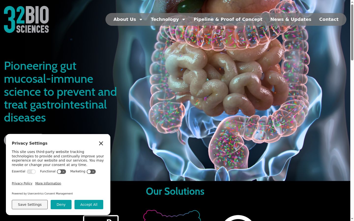 Screenshot del banner di consenso mostrato prima di qualsiasi interazione