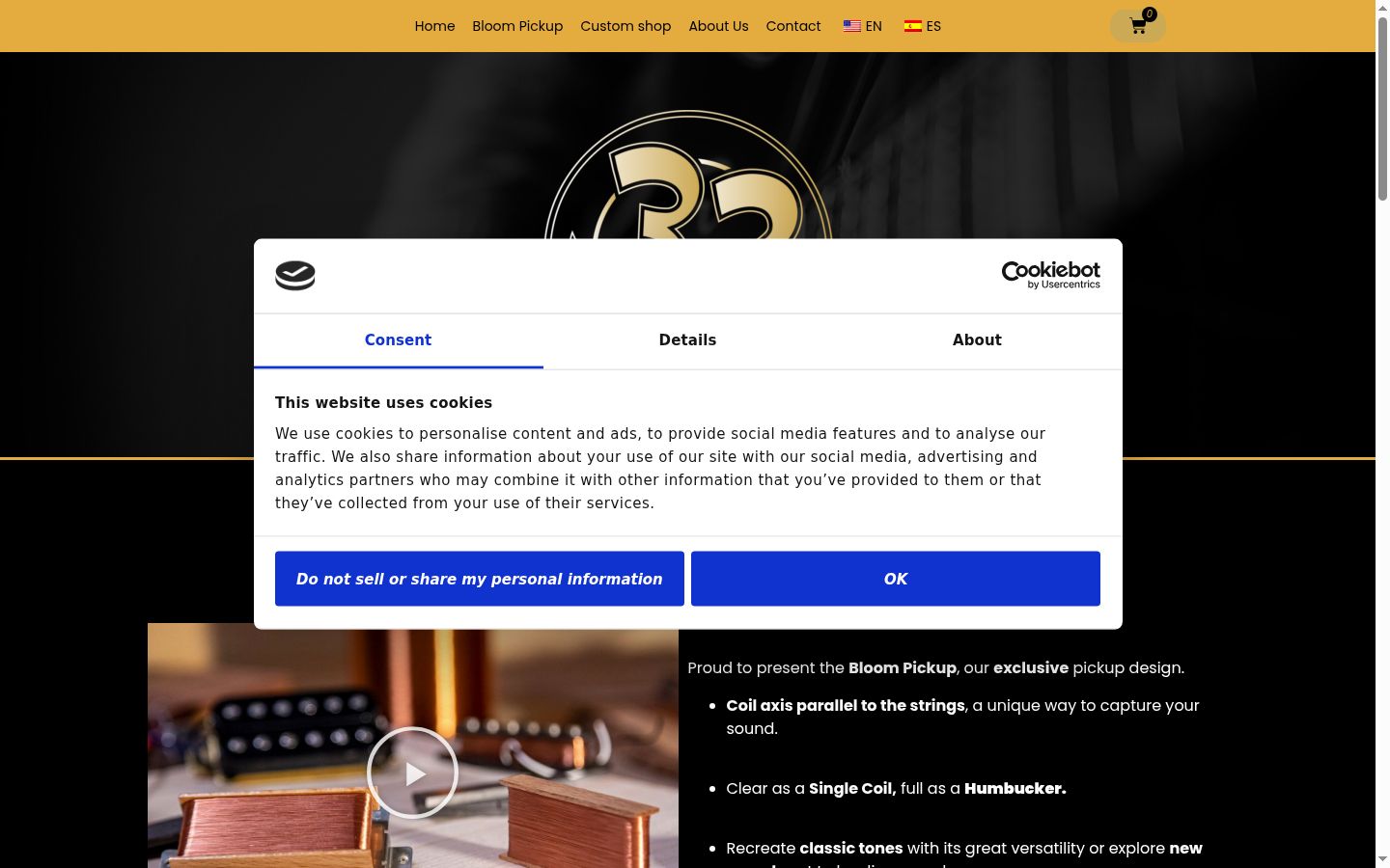Screenshot del banner di consenso mostrato prima di qualsiasi interazione