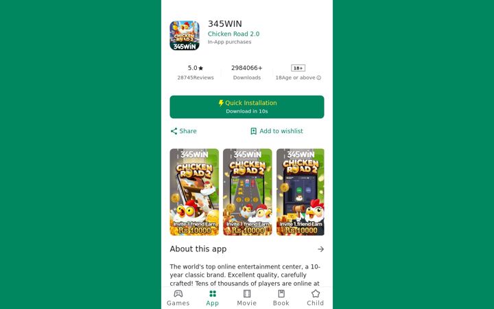 Screenshot of 345winapp.com