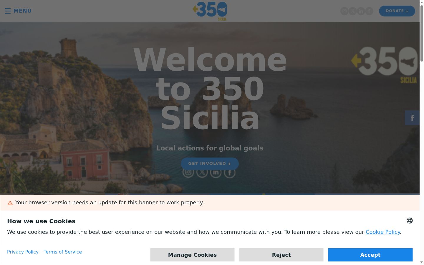 Screenshot of the consent banner shown before any interaction